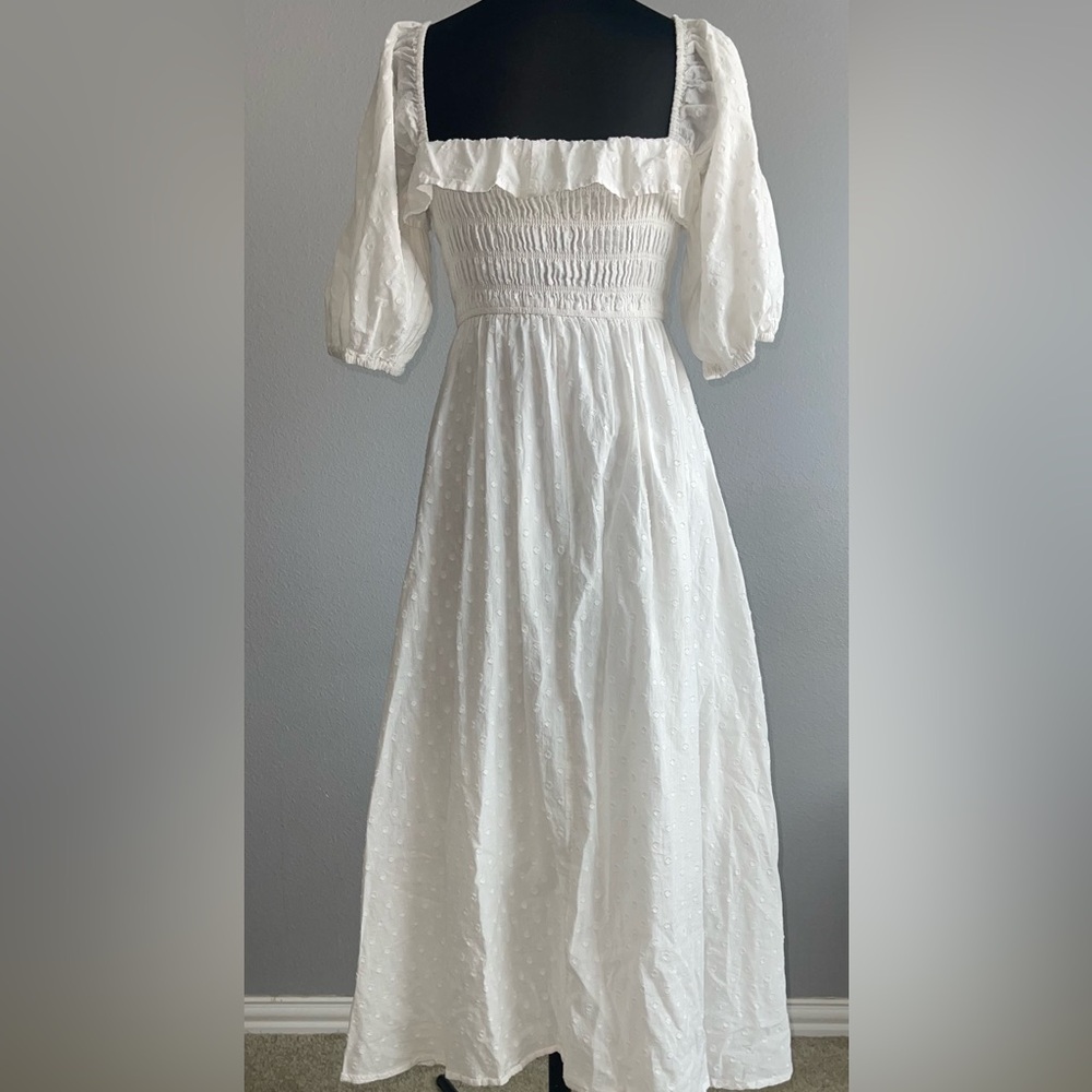 Women Summer Half Sleeve Cotton Ruffled Elegant Backless A Line Flowy Dress - Picture 7 of 7